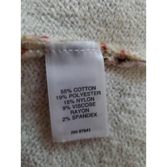 J Jill Burnt Orange & Cream Floral Soft Cotton Blend Cardigan Sweater Sz M - Picture 5 of 5